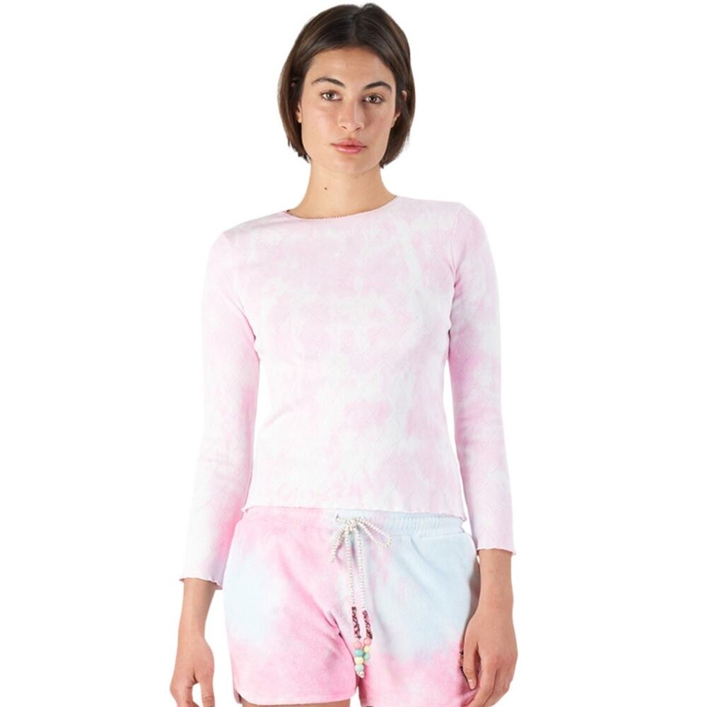 Love Shack Fancy Yulia Long Sleeve Top Size Large hand Dye Sugar Poppy Pink